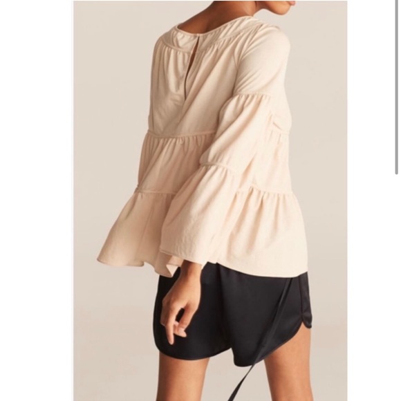 NEW Rebecca Taylor Pique Tiered Flowy Top in Marzapan / Cream / Medium - Picture 3 of 8